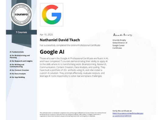 Google AI Professional Cert